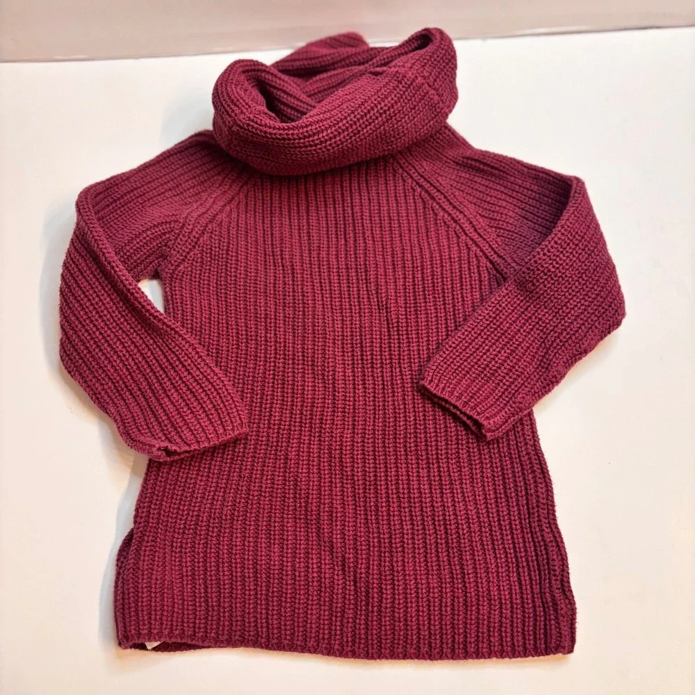 Old Navy Kids Burgundy‎ Ribbed Knit Cowl Neck Sweater 3T Toddler Cabin Core
